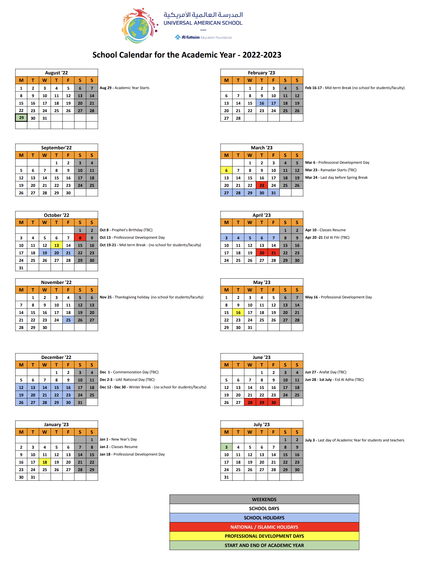 Us school calendar 2022-23 5